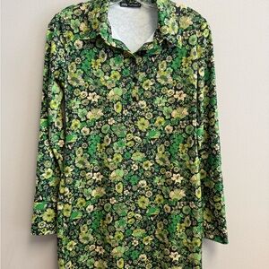 Zara Green floral dress mini retro small